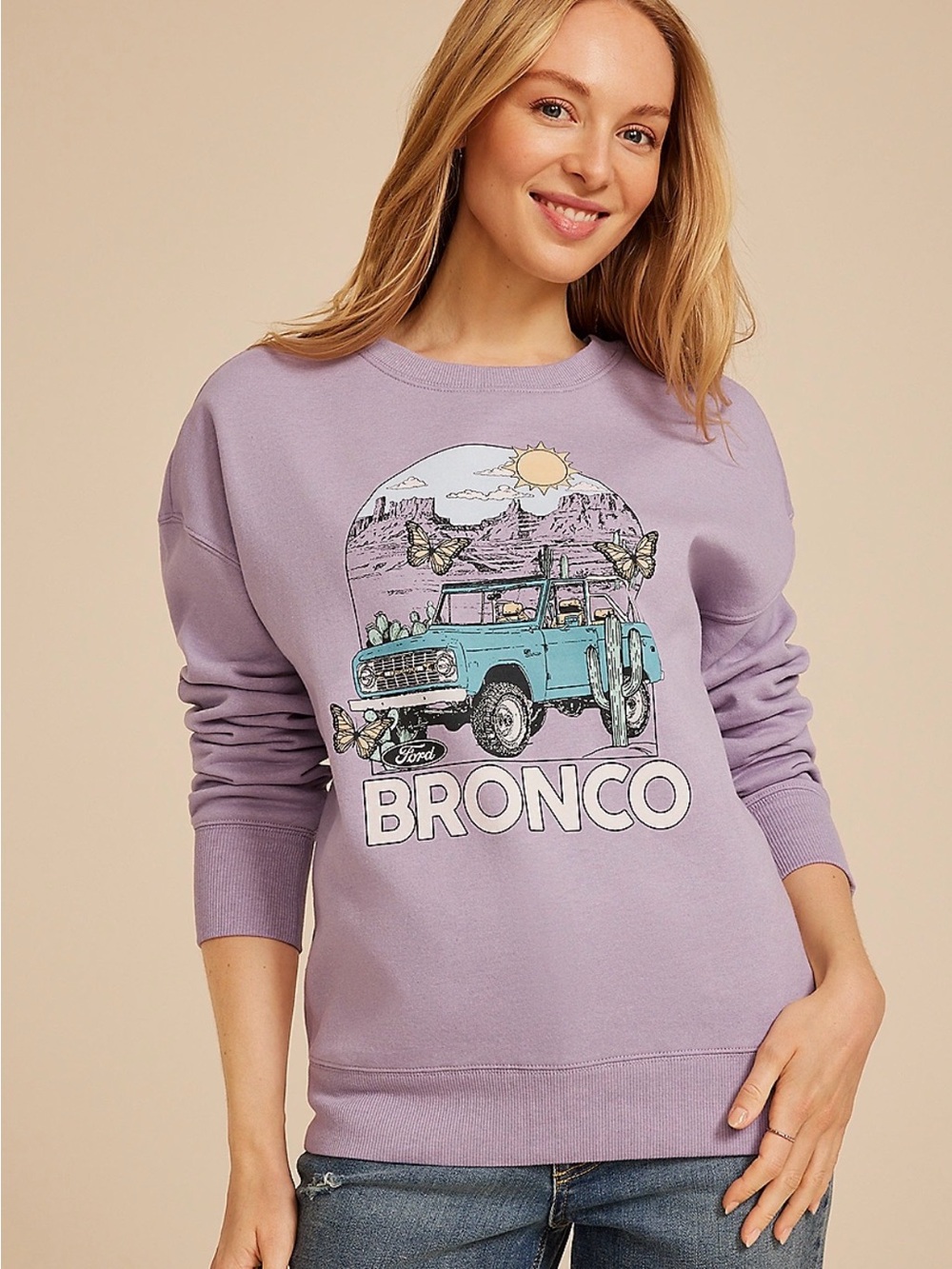 Bronco Graphic Crewneck Sweatshirt - Lavender